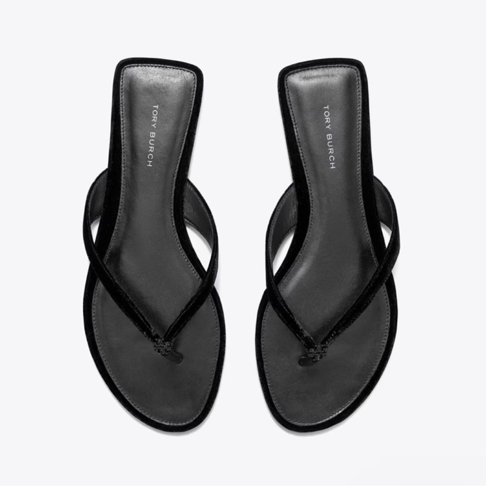 Tory Burch Pave Crystal Black Velvet Slide Sandals 7.5